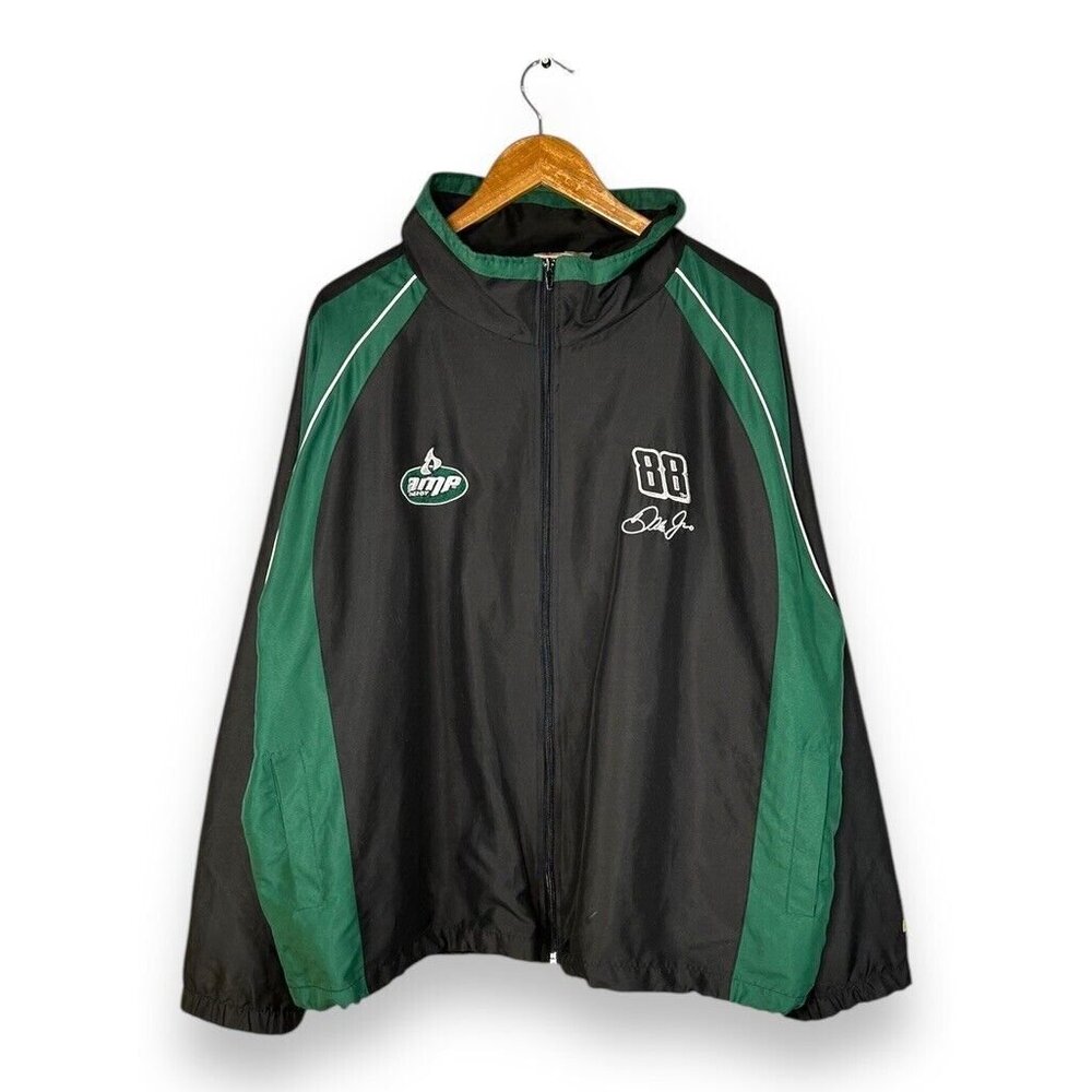 Vintage Dale Jr #88 Nascar Amp Energy Full Zip Light Hooded Jacket Size XL